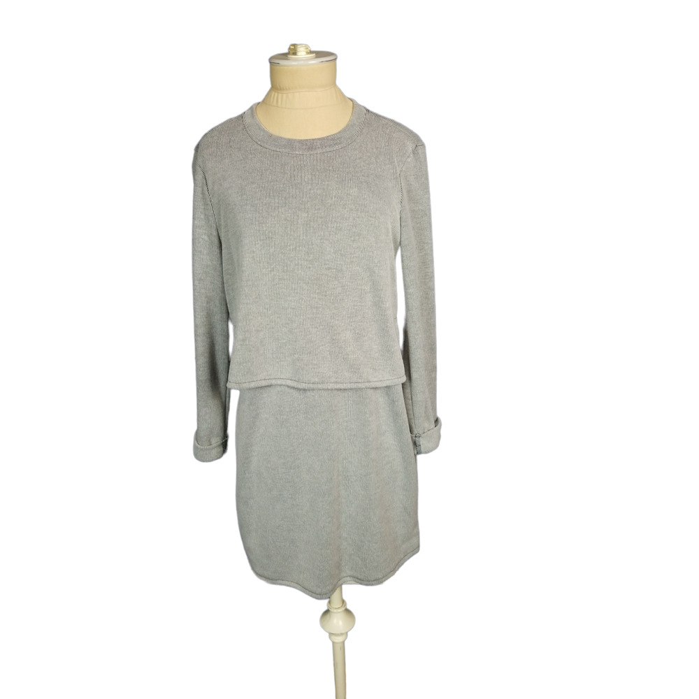 Top Shop Black White Pinstripe Long Sleeve Dress Size 6